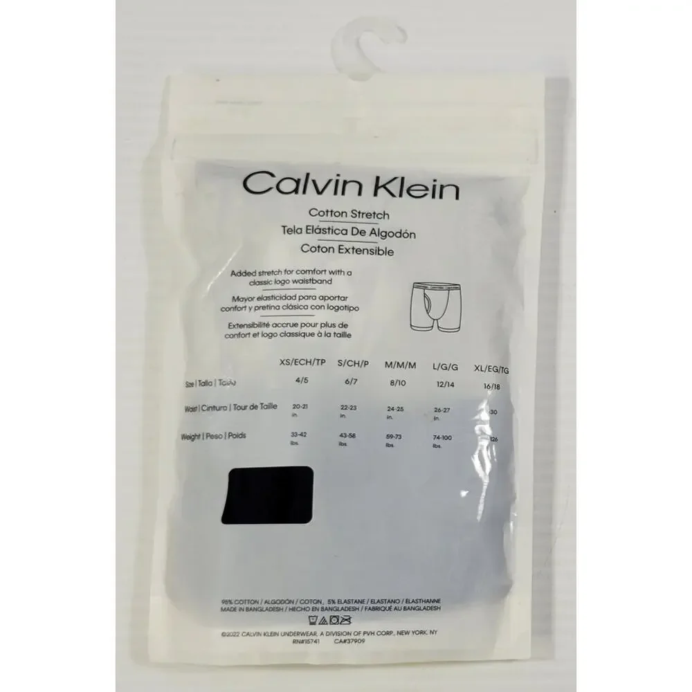 GG) Calvin Klein 2 Pack Cotton Stretch Boys Boxer Briefs Medium 8-10 Navy Gray
